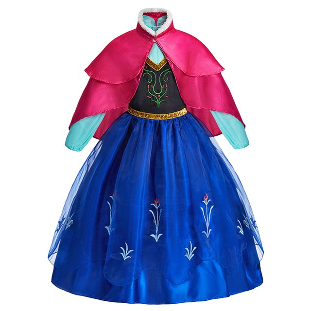 Anna Children Frozen Suitable Halloween Carnival Multiple Occasions Princess Cosplay Dress with Accessories Sets Multiple Styles