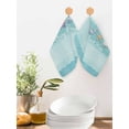 thumbnail image 2 of Teal Summer Coastal Kitchen Dish Towels for Drying Dishes Set of 4, Modern Ocean Waves Starfish Shell Waffle Weave Microfiber Hand Tea Bathroom Towels Quick Dry & Absorbent Towel 12x12, 2 of 7