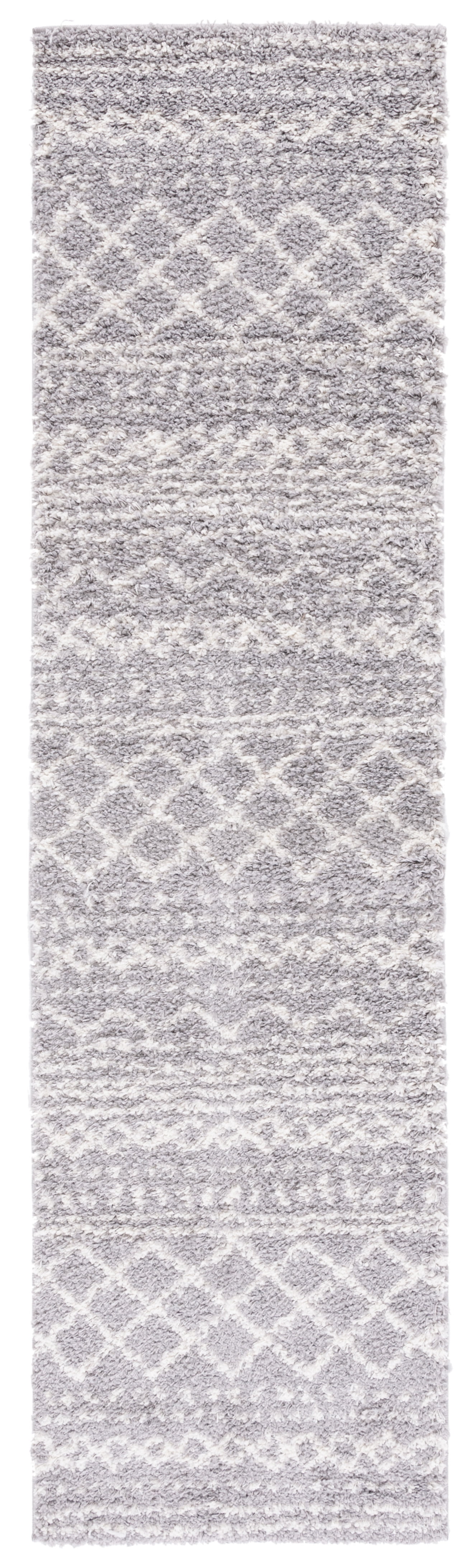 Safavieh Arizona Teagan Geometric Shag Runner Rug, Gray/Ivory, 2'6" x 14'