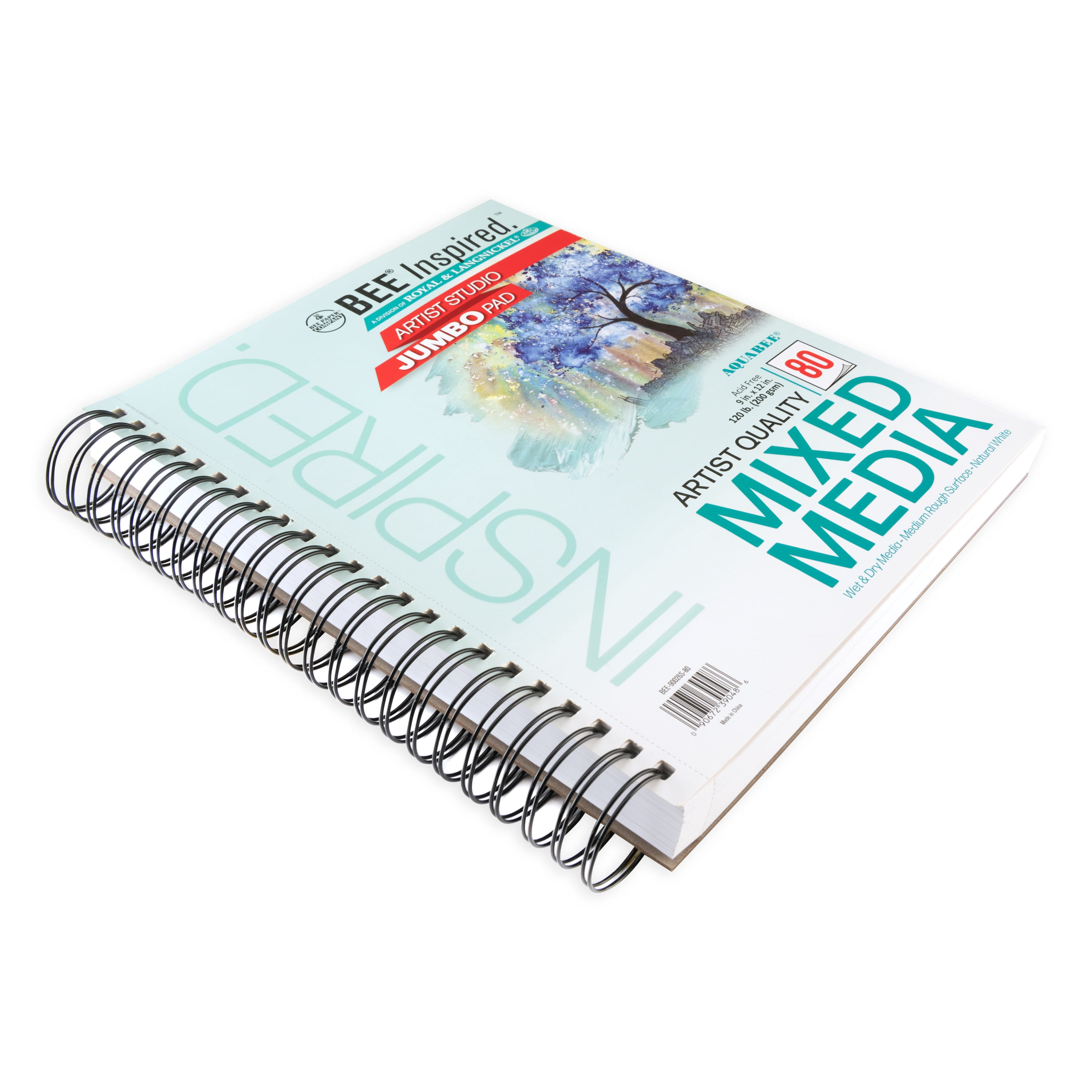 Bee Paper - Bee Inspired 9"x 12" Studio Mixed Media Paper Pad, 80 Sheets, Side Wire, 120lb. 200GSM