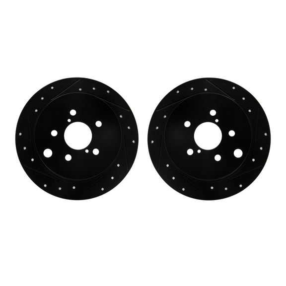 Dynamic Friction Company Rear Brake Rotors-Drilled and Slotted-Black 8002-13032
