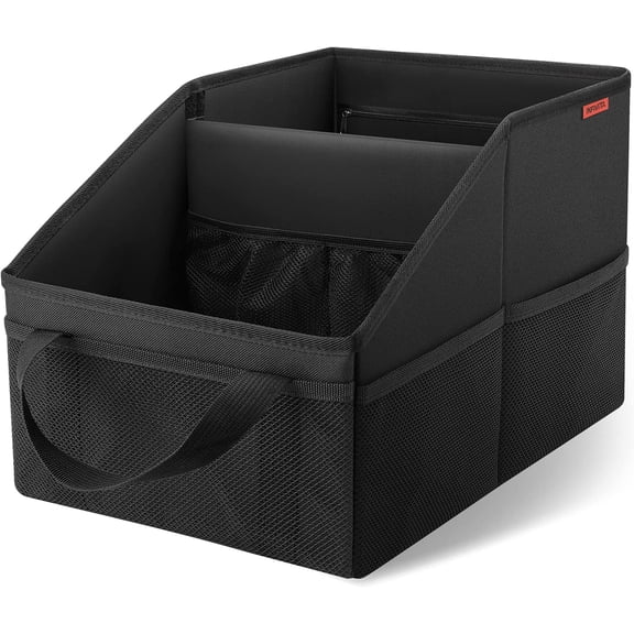 Car Organizer - Automotive for Front And Back Seat or Floor, Caddy with Divide, Handles and Multiple Mesh Pockets