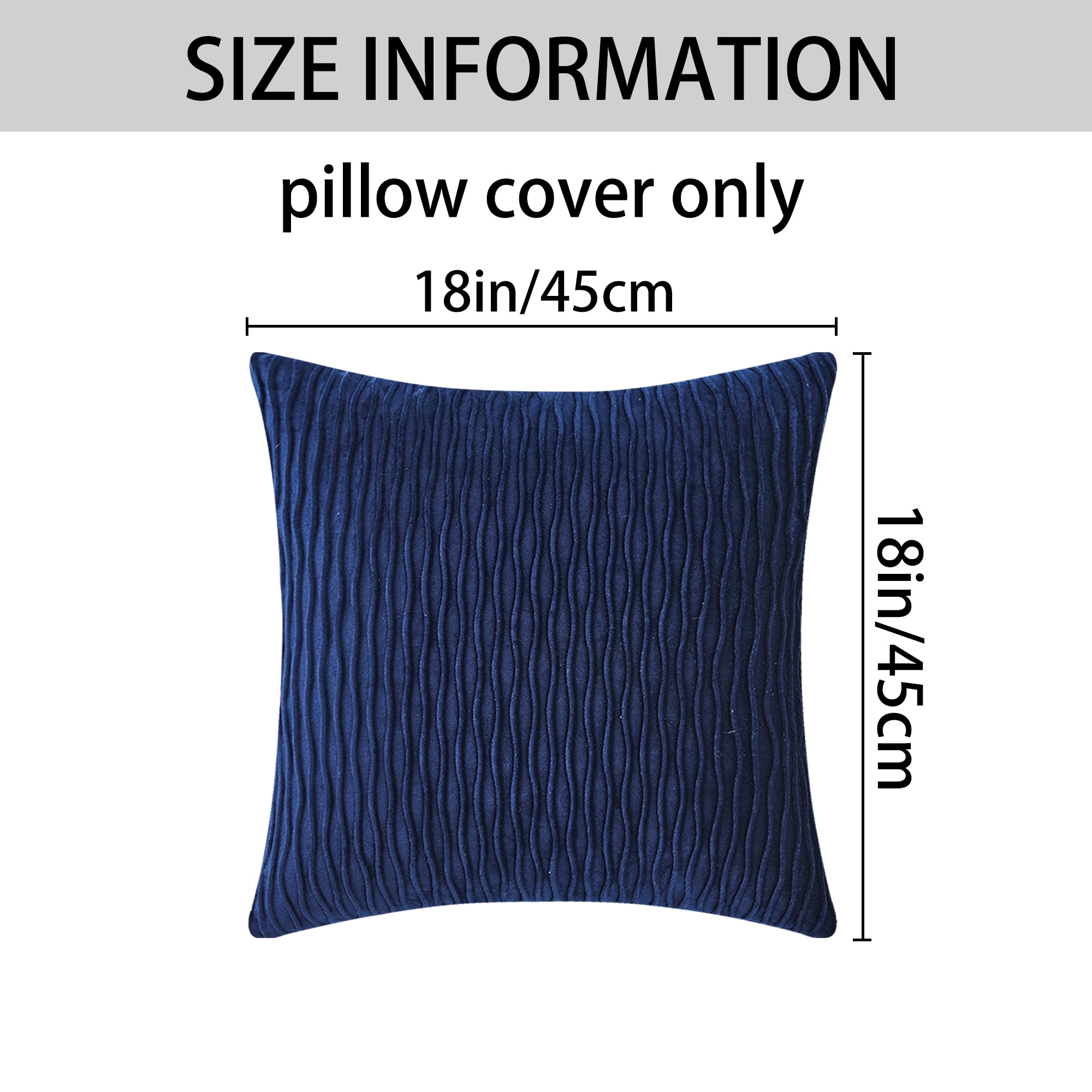 Unique Bargains Throw Pillow Covers Striped Velvet Rectangular Navy Blue 18" x 18"