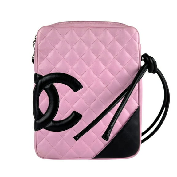 Pre-Owned CHANEL Cambon Line Shoulder Bag in Pink, Black, and Silver, Women's, z6482 (Good)