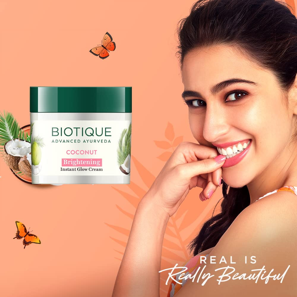 biotique ココナッツ　ブライトニング インスタントグロークリーム 50g Biotique Coconut Brightening Instant Glow Cream, 50gm