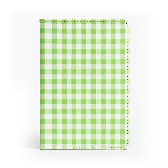 Jolitee Premium PU Vegan Leather Passport Holder, Green Checked