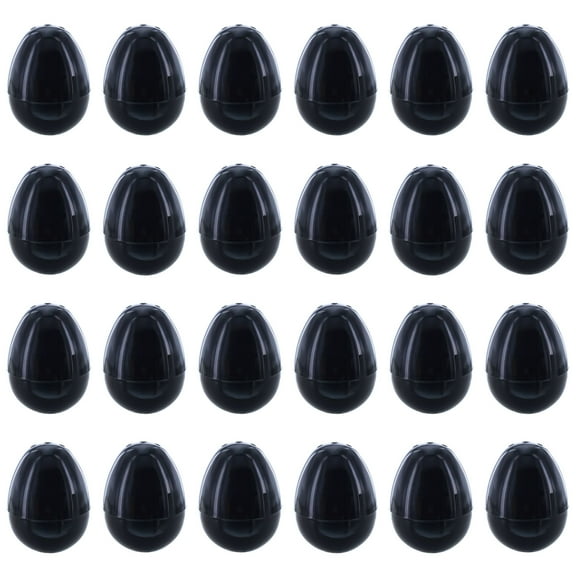 Set of 24 Shiny Glossy Black Plastic Easter Eggs 2.25 Inches