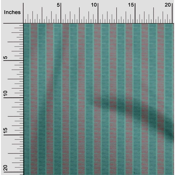 oneOone Organic Cotton Poplin Twill Fabric Stripe Block Printed Fabric 1 Yard 42 Inch Wide