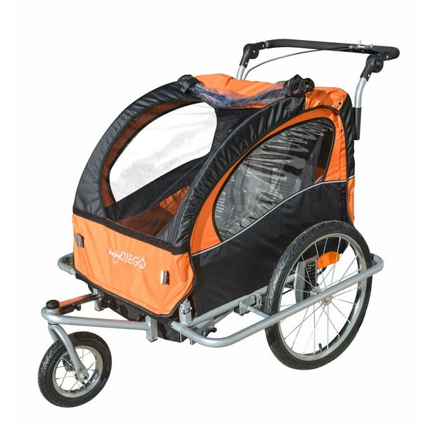 2in1 Double Bike Trailer and Jogger in Orange/Black
