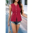 thumbnail image 5 of Deliqiba Summer Suit Vest for Women Business Casual Sleeveless Button Down V Neck Waistcoat Red M, 5 of 5