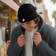 thumbnail image 4 of Dalix Mens Ghost Fisherman Beanie Hat Winter Knit Cuffed Watch Cap in Black, 4 of 5