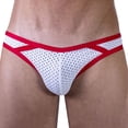 thumbnail image 2 of khonts,Men's Sexy Mesh Briefs Breathable Pouch Underwear Striped Elastic Waistband Classic Underpants White XL, 2 of 4