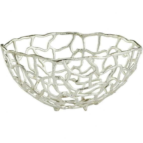 08080-Cyan lighting-Large Enigma Bowl - 15 Inches Wide by 7.5 Inches High-Silver Finish