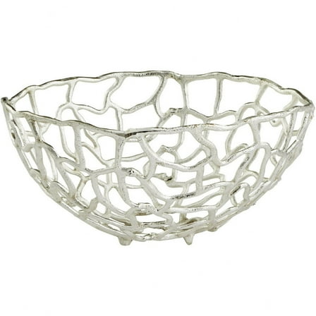08080-Cyan lighting-Large Enigma Bowl - 15 Inches Wide by 7.5 Inches High-Silver Finish