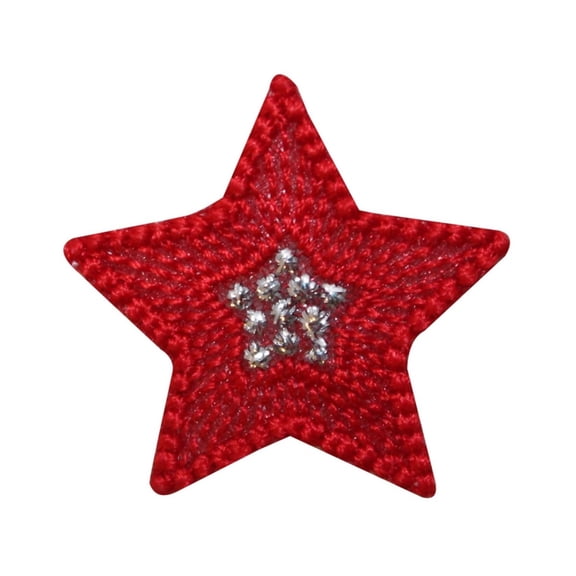 ID 1052A Red Patriotic Star Patch Decoration Symbol Embroidered Iron On Applique