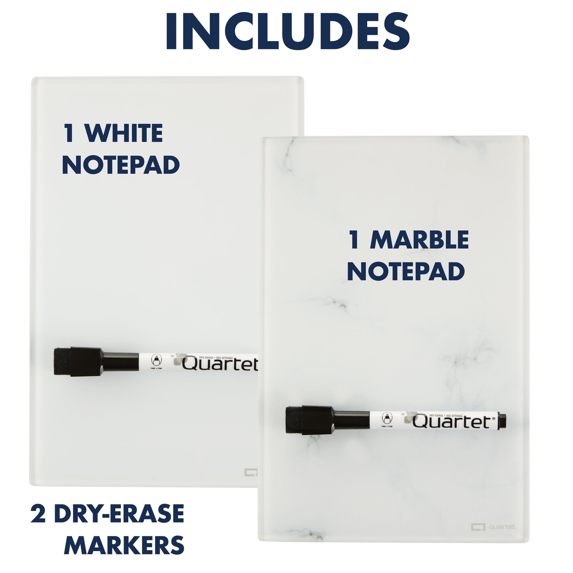 Quartet Glass Notepad Whiteboards, 9" x 6", 2-Pack, Frameless, Desktop Boards