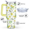 thumbnail image 3 of 40oz Yellow Lemon Pattern Stainless Steel Flip Straw Tumbler Spill Proof Travel Cup Double Wall Vacuum Insulated Coffee Mug with Top Handle, 3 of 6