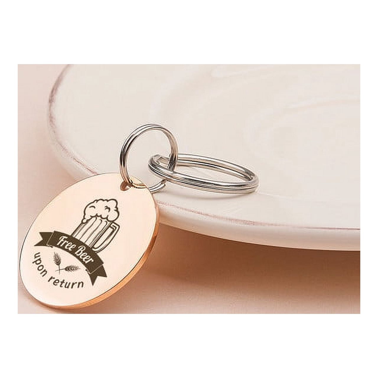 Anavia Stainless Steel Double Sided Round Free Beer Upon Return Engraved Dog & Cat ID Tag, Multi-color, S