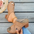 thumbnail image 4 of Dakaela Womens Summer Heeled Sandals Chunky Heel Wedge Fish Mouth Dressy Pumps Slip on Mules Clogs Business Work Walking Shoes Brown Size 9, 4 of 6
