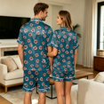 thumbnail image 6 of Satin Pajamas for Women Set Ghost Pumpkin Print Silk Short Sleeve Button Tops Two-Piece Comfy Sleepwear Home Lounge Wear Outfit, 6 of 6