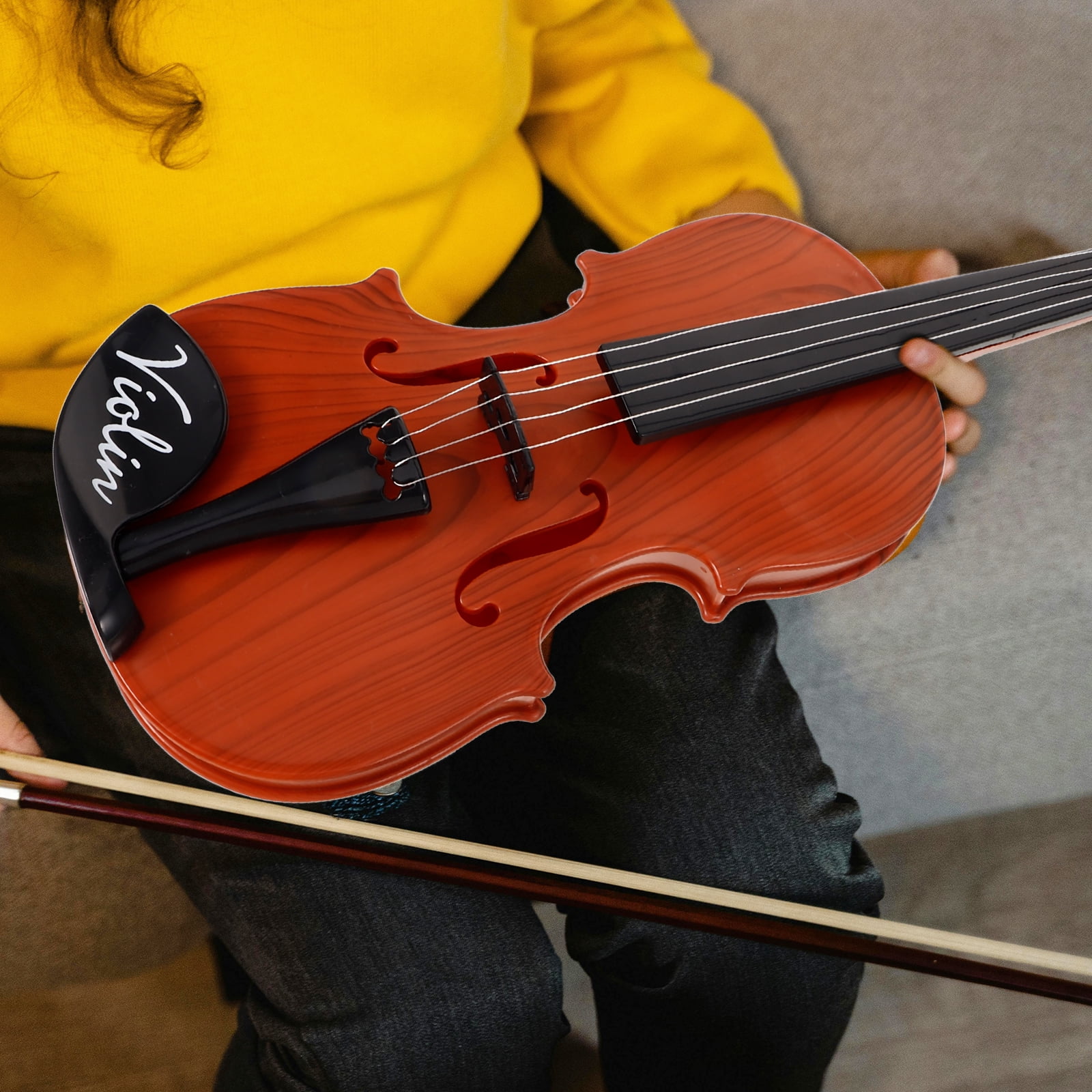 UEETEK 1 Set Child Safe Violin Model Brown Plastic Realistic Shape