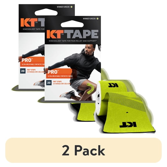 (2 pack) KT Tape Winner Green Pro Synthetic Kinesiology Tape 20 Precut Strips