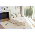 thumbnail image 4 of Extra-Spacious Chenille Round Accent Chair with Ottoman & 5 Pillows – Soft Upholstered Lounge for Living Room Bedroom, 4 of 21