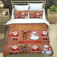 3 Piece Christmas Duvet Cover Set,Soft Christmas Theme Reindeers Santa