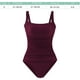 thumbnail image 2 of Trajes de baño de una pieza con realce y acolchado vintage para mujer Trajes de baño con control de barriga Trajes de baño de talla grande (clarete) MFZFUKR BST3003547-1, 2 of 5