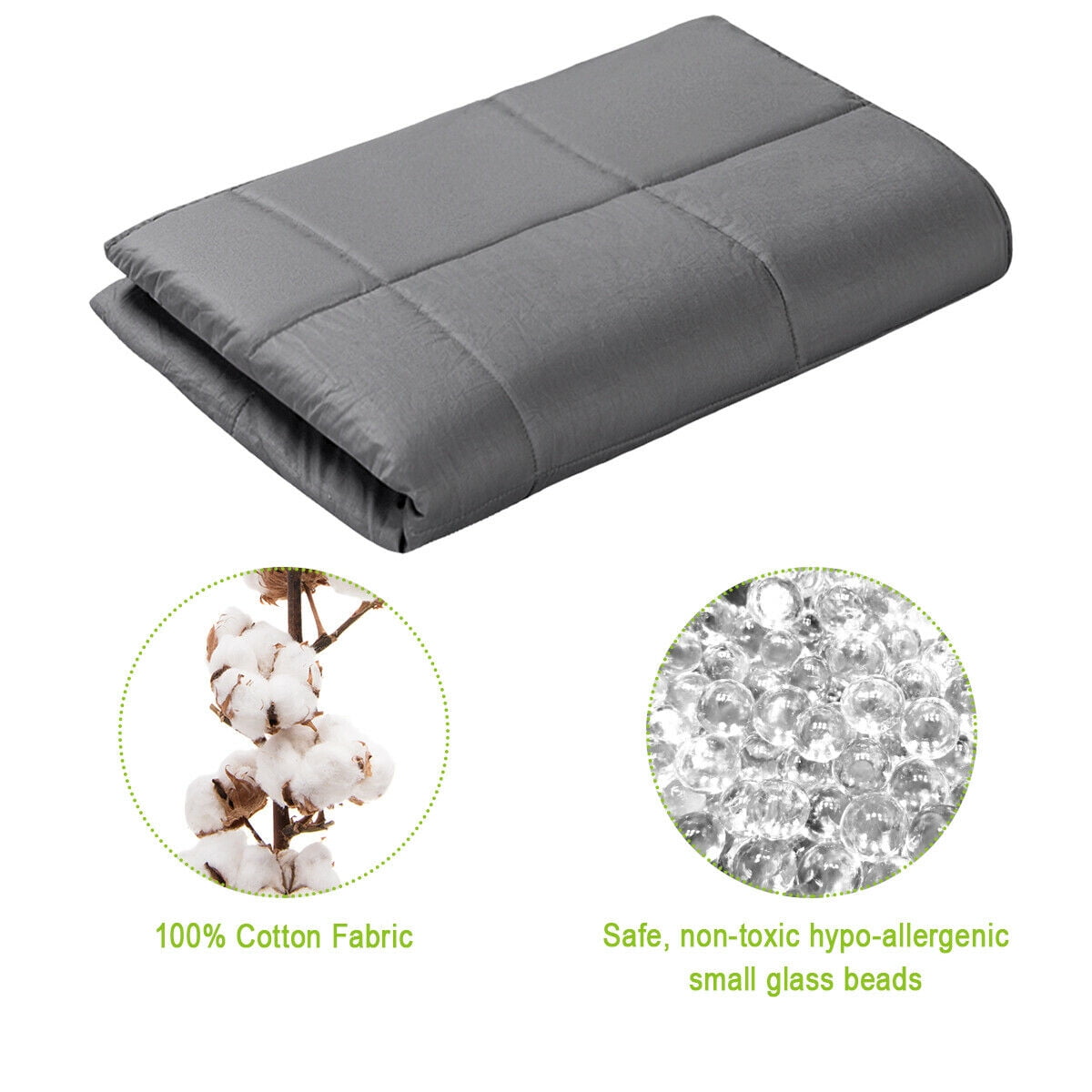 Gymax 15 lbs Weighted Blankets Twin Full Queen King Size Cotton w Glass Beads