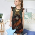 thumbnail image 4 of Fotbe Banana Leaf Meditating Gorilla Vestido de Dormir para Niñas de 3 a 10 Años, Mangas Cortas, Estilo Princesa, Pijama Camisón con Mangas Voladas-XX-Large, 4 of 6