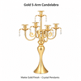 thumbnail image 2 of Gold Candelabra 5 Arm - Metal Candle Stick Holder with Crystal Pendants, European Taper Candle Holder for Wedding Dining Table, Halloween Party Decor, 2 of 9