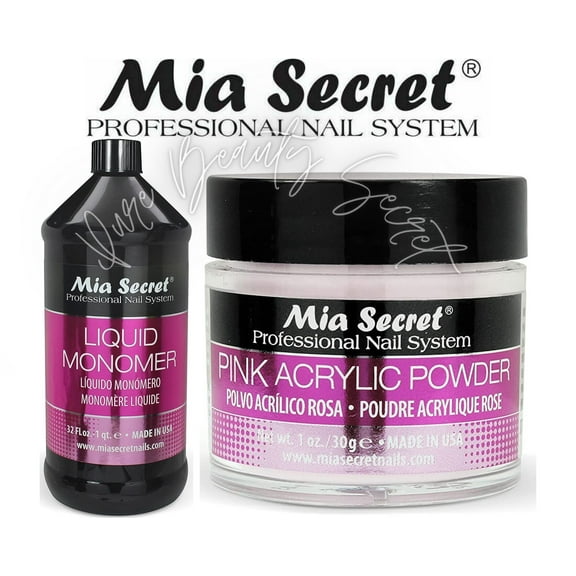 Mia Secret Liquid Monomer 32 oz and Pink Powder 1 oz