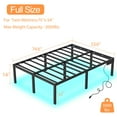 thumbnail image 3 of Full Size Bed Frame with LED Lights 14 Inch Platform Bed Frame Full with Charging Station Black Metal Mattress Foundation no Box Spring Needed Led Bed with Large Storage Space,Anti-Noise, 3 of 10