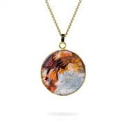 AYANA Crazy Lace Agate Gold Plated Healing Crystal Pendant Necklace - Stone of Laughter and Fortune