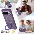 thumbnail image 3 of Asuwish Phone Case for Google Pixel 9 Pro XL/10 Pro XL Tempered Glass Screen Protector Magnetic Bracket stand Translucent Shockproof Protective Cell Cover Pixel9ProXL Pixel10PXL Women Men Deep purple, 3 of 7