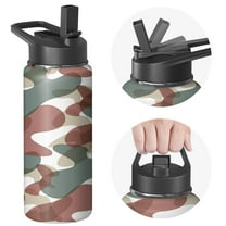 Camouflage Insulated Stainless Steel Water Bottle with Straw & Cleaning Brush – 18/32/40 Oz | Leakproof, BPA-Free, 304 Stainless Steel, Wide Mouth, Travel Mug for Car, Gym, Office