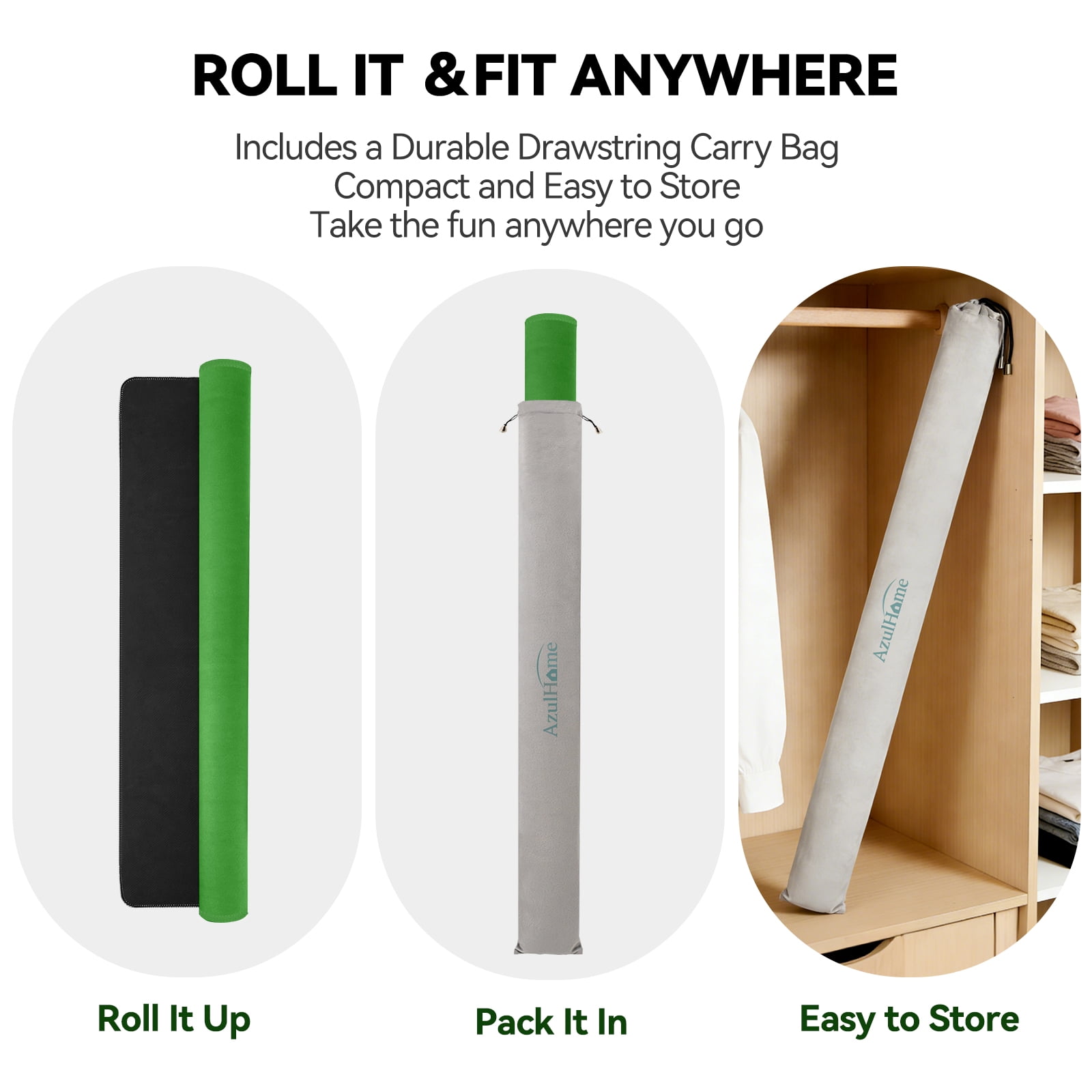 Noise Reducing Anti-Slip Table Cover Pad | Portable Game Mat for Mahjong, Poker, Cards, Dominoes with Carry Bag (Green)