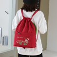 thumbnail image 3 of Women Drawstring Backpack with Zipper Pocket Floral Print Backpack Yoga Backpack, 3 of 7