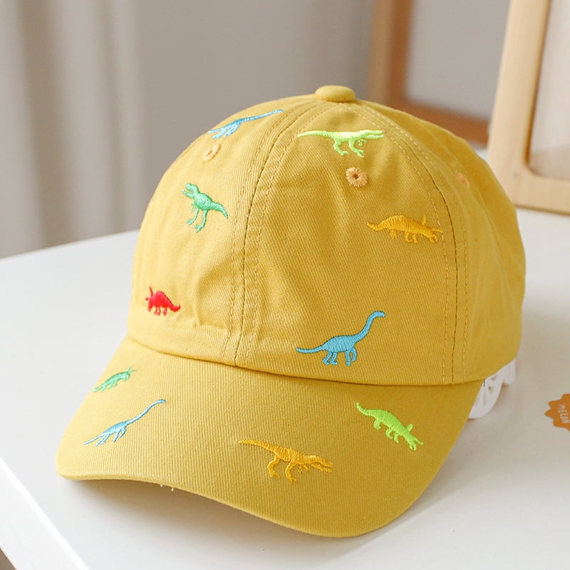 Kids Baby Boys Girls Hat Washed Adjustable Baseball Cap Cotton Dinosaur Print/Solid Sun for 3-8 Years -