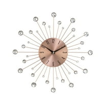 DecMode 15" Copper Metal Starburst Wall Clock with Crystal Accents
