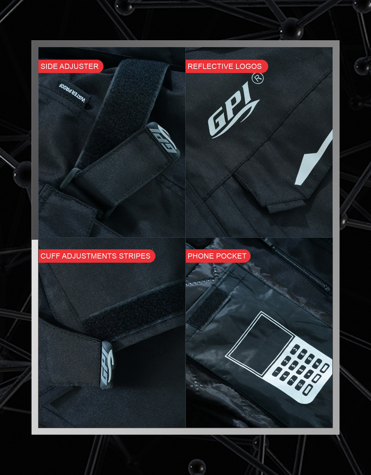 GPI Moto Men’s All-Season Waterproof Motorcycle Jacket – 7 Pockets, Removable CE Armor, 600D Cordura, Reflective, Ventilated