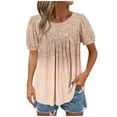 thumbnail image 2 of Xixinqiwan Women Tops,Women Plus Size Tops Summer Short Sleeve T Shirts Casual Round Neck Blouse Tee Rose Gold 2XL, 2 of 7
