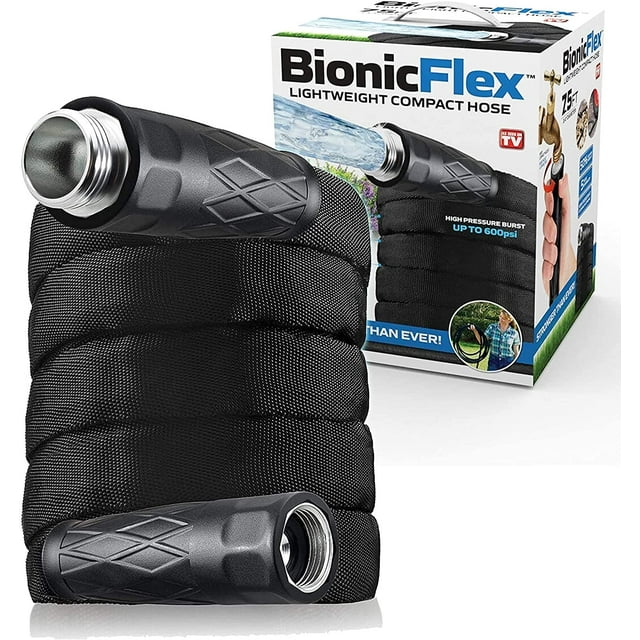 Bionic Flex 75 ft Lightweight Kink Resistant Garden Hose with Aluminum Spray Nozzle Care