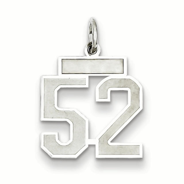 925 Sterling Silver Rhodium Plated Number 52 Necklace Pendant Charm Charms