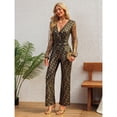 thumbnail image 4 of Elegant Metallic Long Sleeve V-Neck Bodycon Jumpsuit with Lace & Sequin Details – Formal Evening Party Pantsuit, 4 of 7