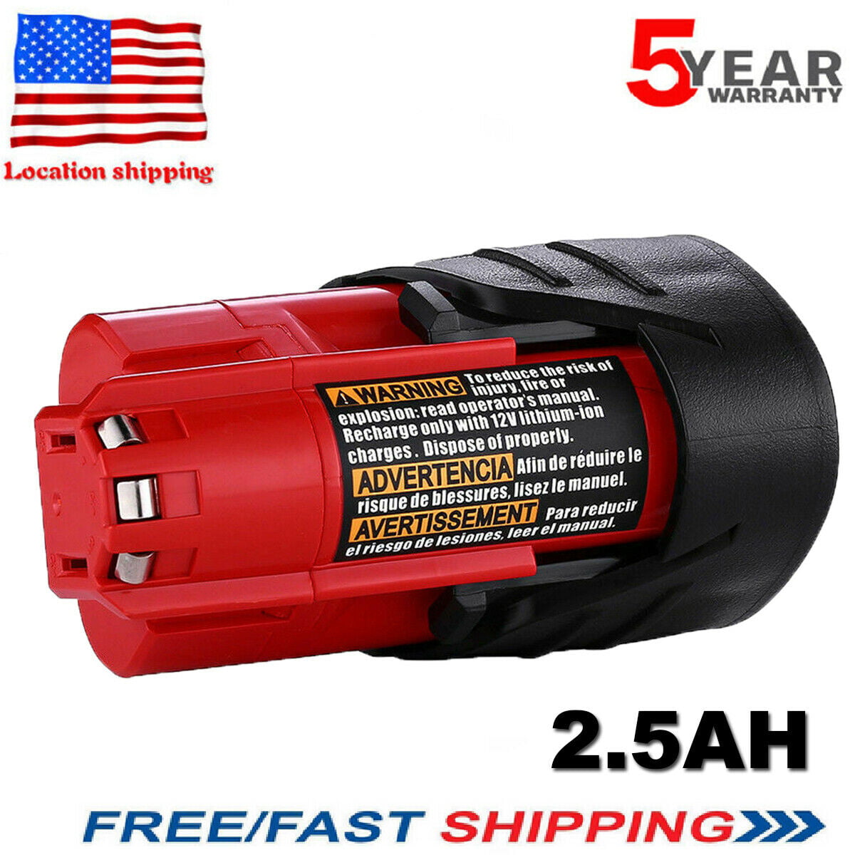 （Qty 2 ）For Milwaukee M12 12V 3.0Ah Li-Ion Extended Capacity Battery  48-11-2420