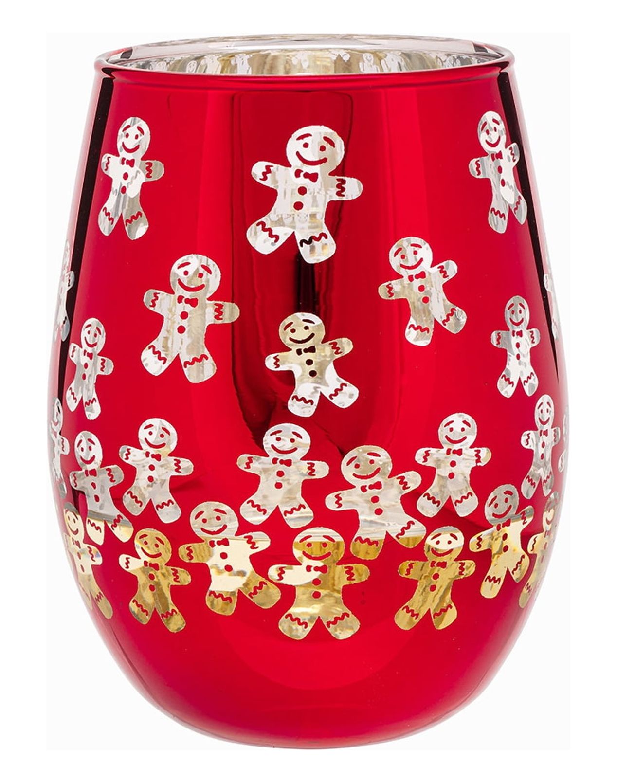 Stemless Gingerbread Man Wine Glass 17.5 OZ Holiday Time