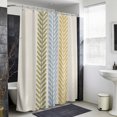 thumbnail image 4 of Green Blue Yellow Botanical Shower Curtain - Water Repellent Fabric Shower Curtains Washable, Farmhouse Vertical Leaves Decorative Polyester Cloth Bathroom Curtains Modern Bath Decor 36"x72", 4 of 8