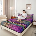 thumbnail image 3 of Erosebridal Cheetah Print Queen Sheet Sets for Girls, Pink Purple Bed Set, 4 Pieces, 3 of 5